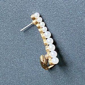 ASOS Earring Pearl Ear Crawler Gold Stud Clip